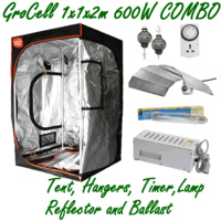 1x1x2m GROW TENT + 600W HPS LAMP BALLAST REFLECTOR + HANGERS & TIMER