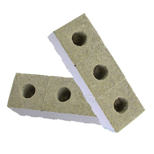 8 x 75MM x 75MM WITH HOLE ROCK WOOL PREMIUM GRODAN WRAPPED ROCKWOOL CUBES 